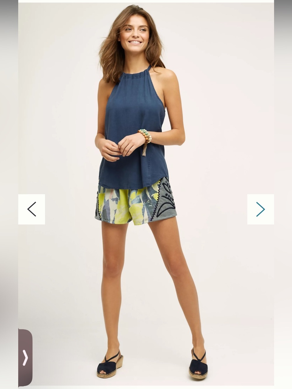 Chloe Oliver Women's Yellow & Gray Shorts with Navy Trim